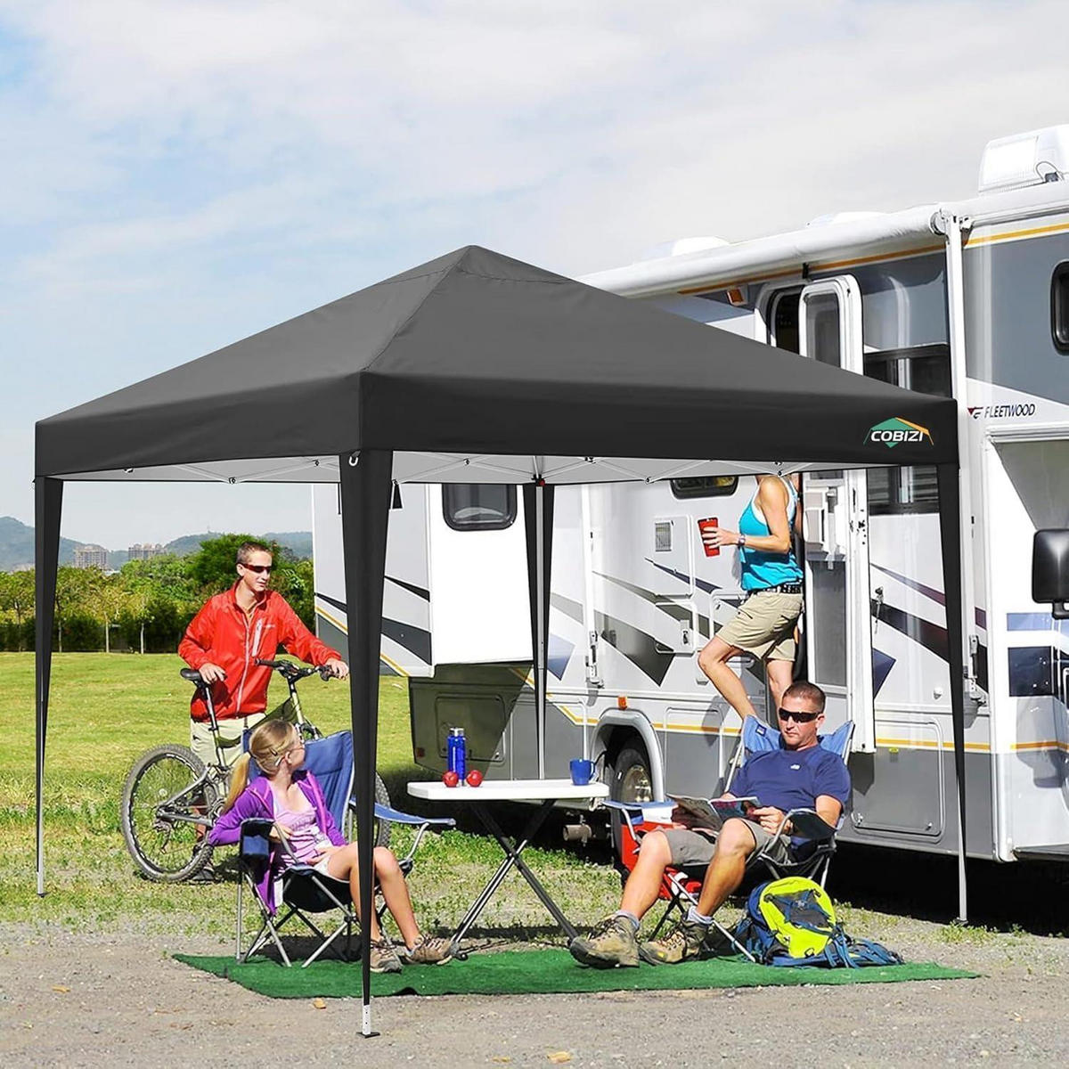 PAVILLON 3x3m Schwarz Wasserdicht mit 4 Seitenteilen - Schwarz, Textil (300/205/300cm)
