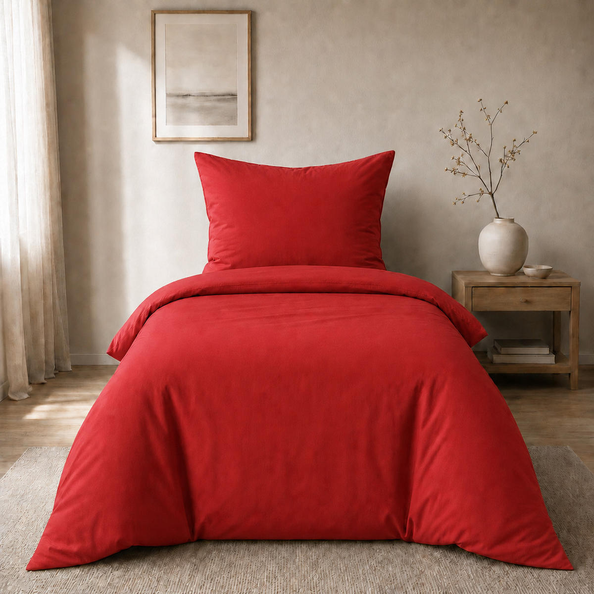 BETTWÄSCHE 2-teilig 135/200 cm UNI HELLROT - Hellrot, Textil (135/200cm) - ROLFNERS