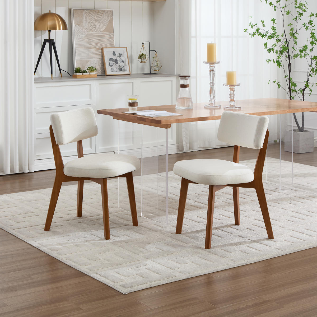 ESSZIMMERSTUHL 2er-Set mit Massivholzbeinen, Beige - Beige, Holzwerkstoff (54.5/77/47cm)