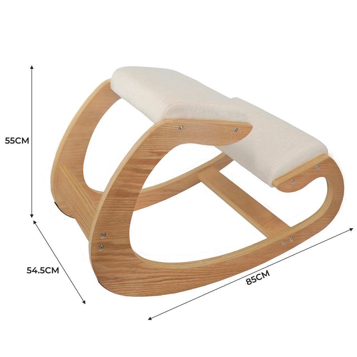 KNIESTUHL Ergonomischer - Weiß, Holz (55/85cm) - Monstershop