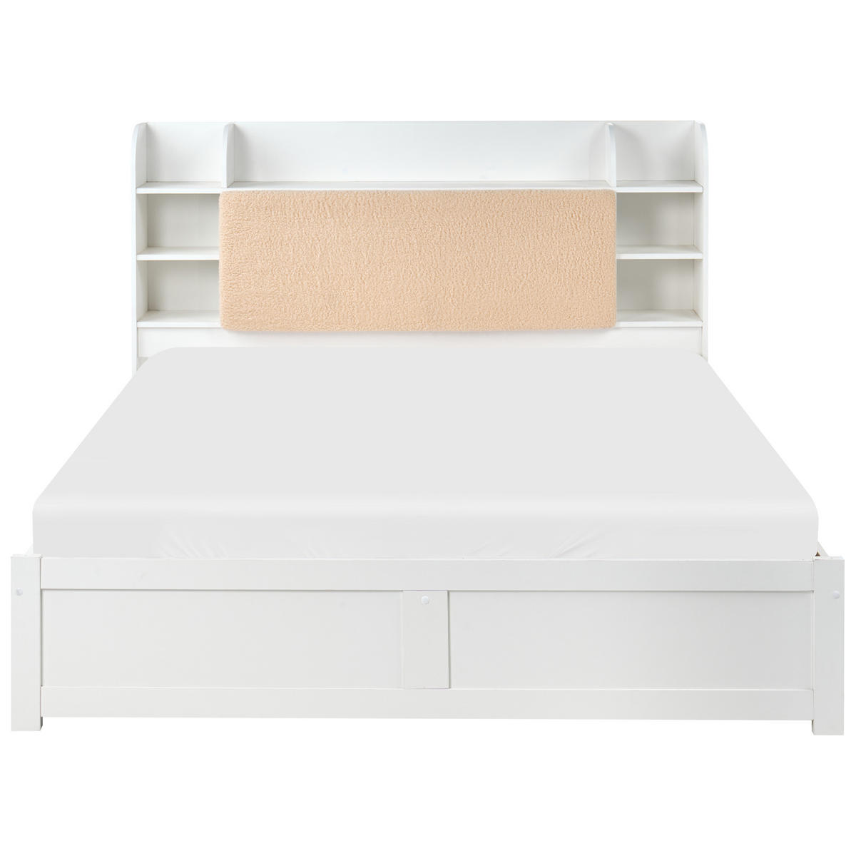BETT mit Schubladen 160/200 cm MDF-Platte Weiß Bizou - Weiß, Holzwerkstoff (160/200cm) - Beliani