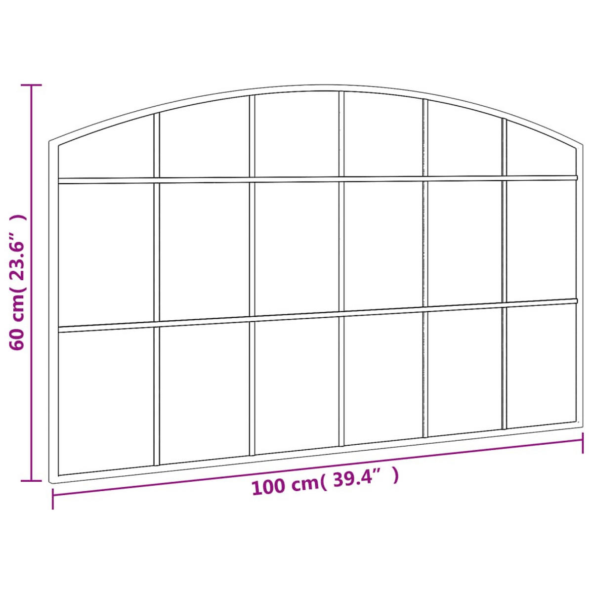 WANDSPIEGEL Schwarz 100/60 Cm Gewölbt Eisen - Schwarz, Metall (60/1.5/100cm) - vidaXL