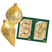 CHRISTBAUMSCHMUCK Zwiebeltropfen Goldfarbig 10cm (Glas / 8 Stk.) - Goldfarben, Glas (4/10/4cm) - Krebs Glas Lauscha
