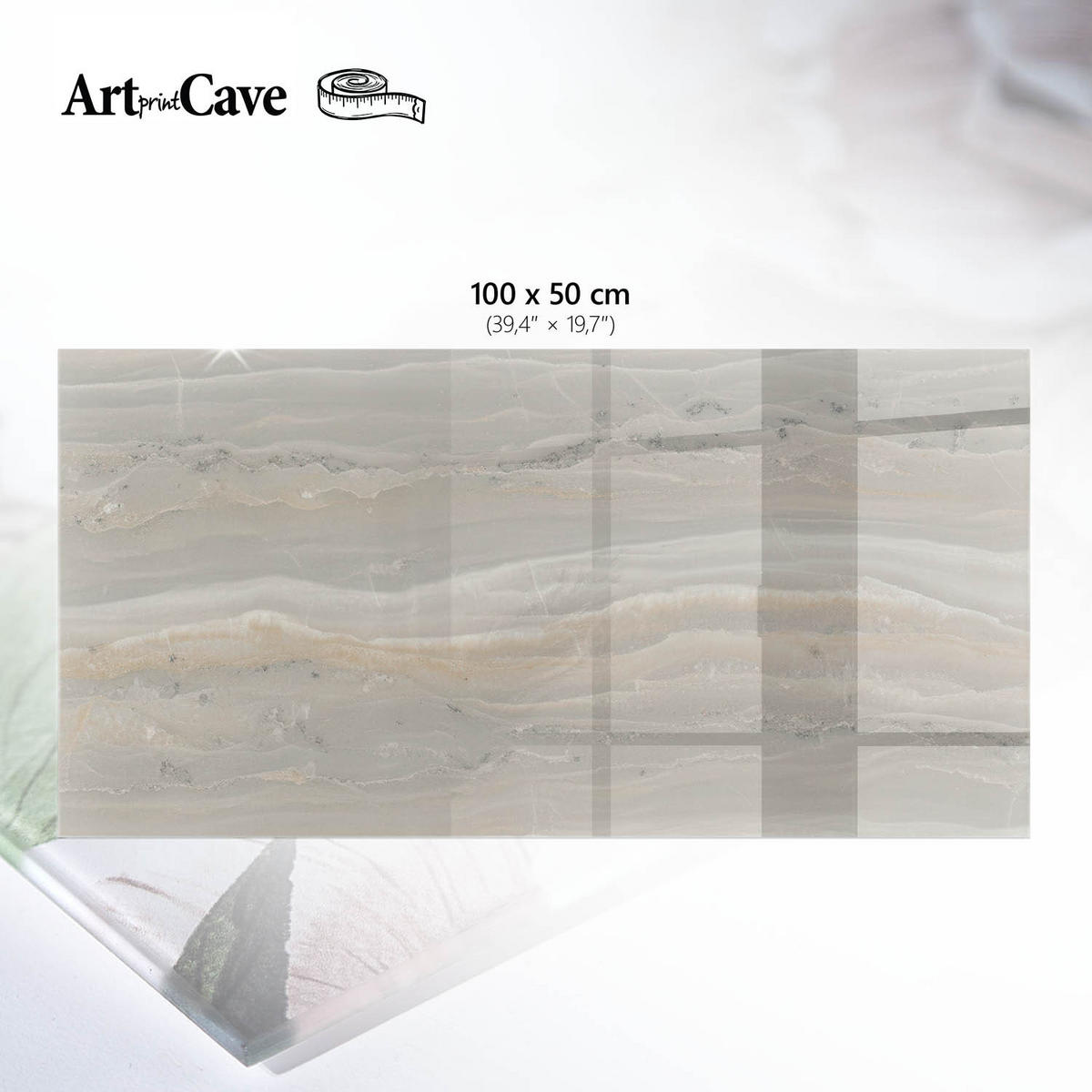 TISCHPLATTE 100x50 cm – Elegante Textur - Beige, Glas (100/50/0.4cm) - Wallfluent