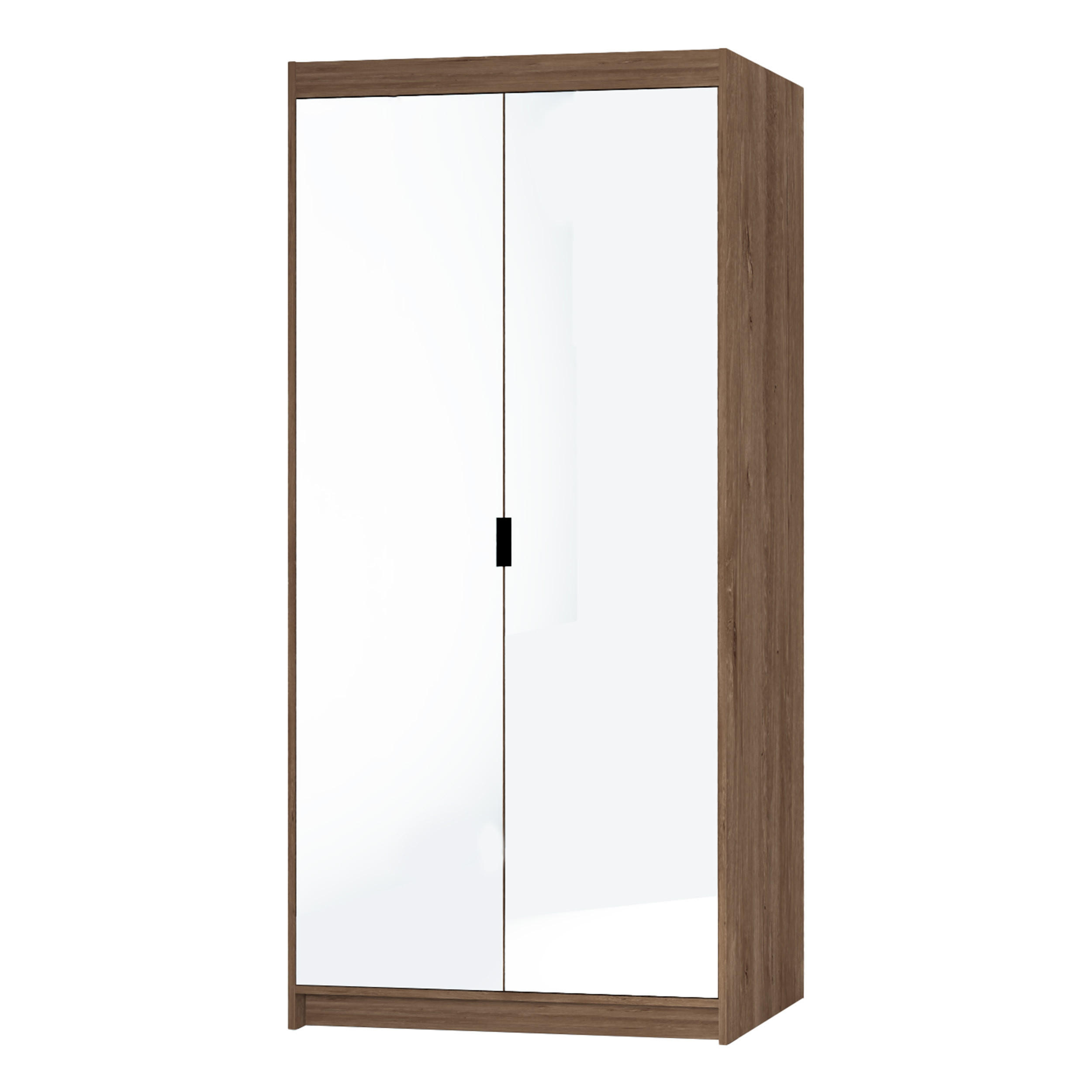 KLEIDERSCHRANK Storicos Eiche Lefkas 89,7/190,5/53 cm - 2T Modern mit Spiegel - Braun, Holzwerkstoff/Kunststoff (89.7/190.5/53cm) - AX Living
