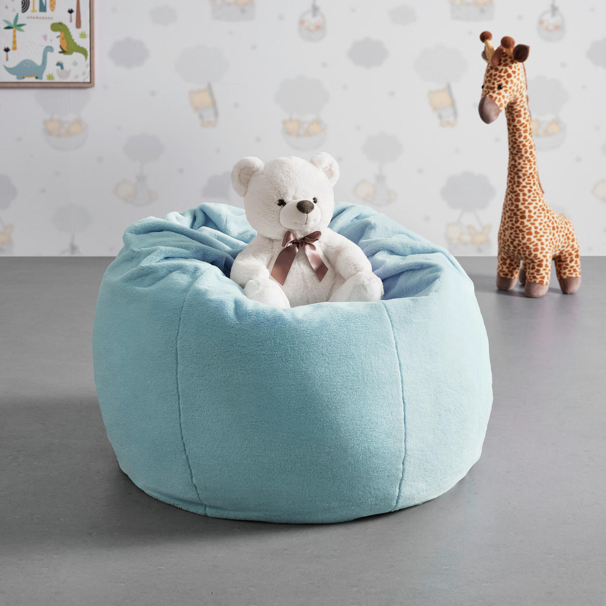 SITZSACK Mario Blau Samt - Blau, Textil (64/1/114cm)