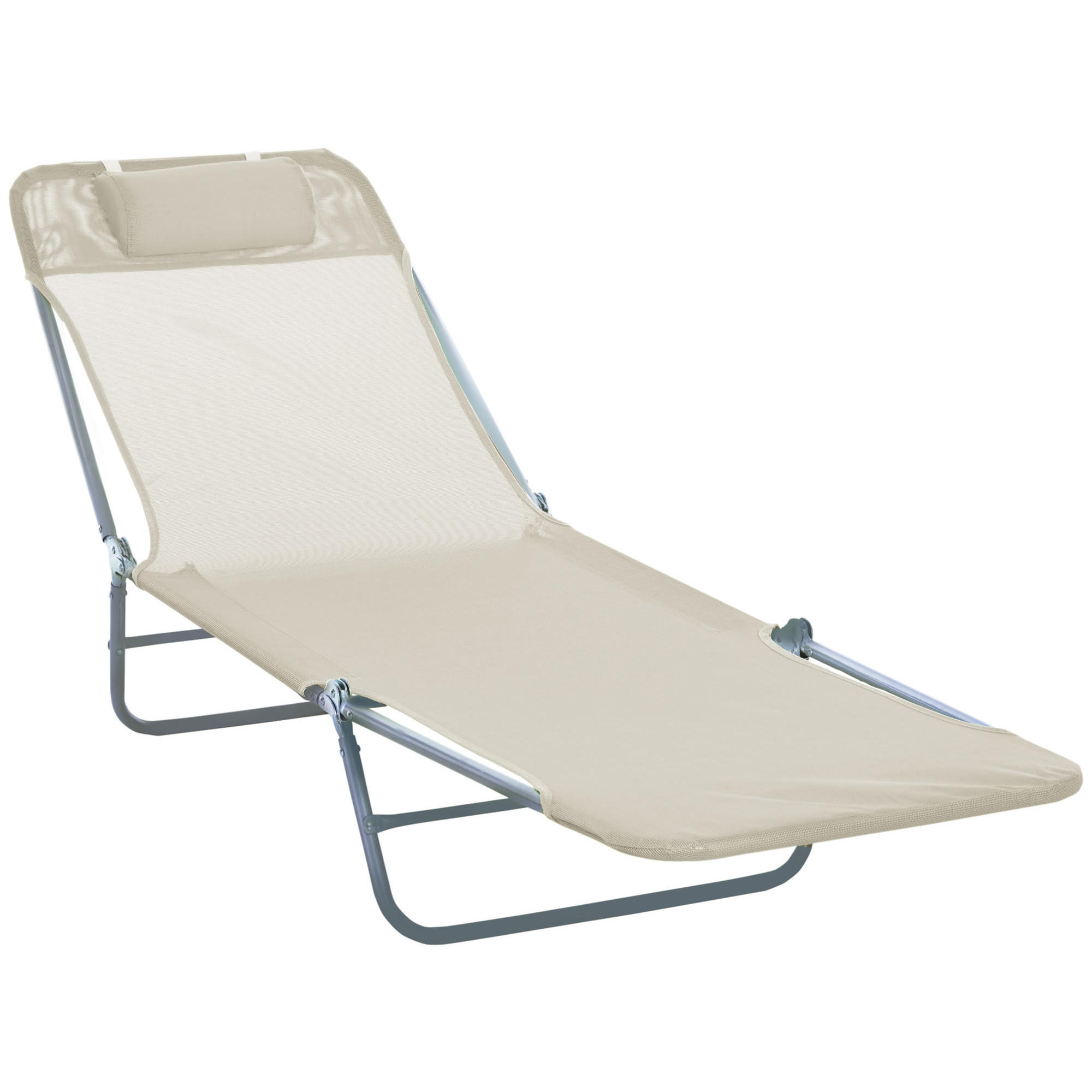 GARTENLIEGE - Creme, Kunststoff/Metall (56/24.5/182cm) - Outsunny
