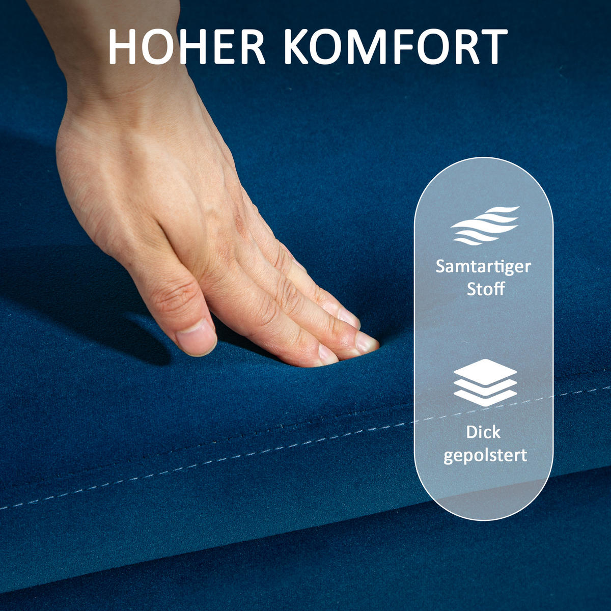GEPOLSTERTE Sitzbank mit Stauraum, Metall, Kautschukholz, Schaumstoff Dunkelblau - Blau, Textil (40/42/100cm) - HOMCOM
