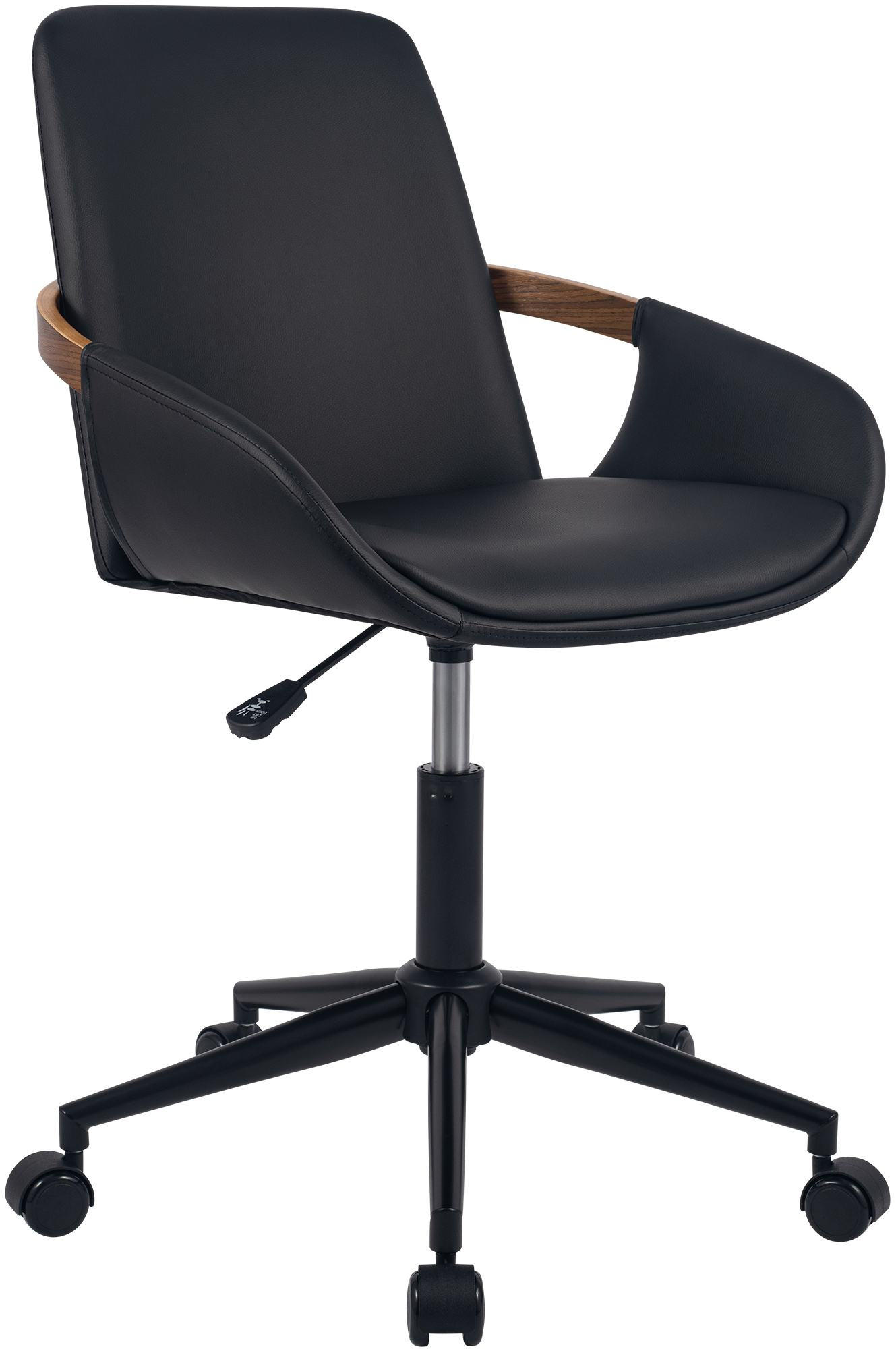 DREHSTUHL Lederlook Walnuss/Schwarz - Walnussfarben/Schwarz, Textil/Metall (53/81/57cm) - CLP
