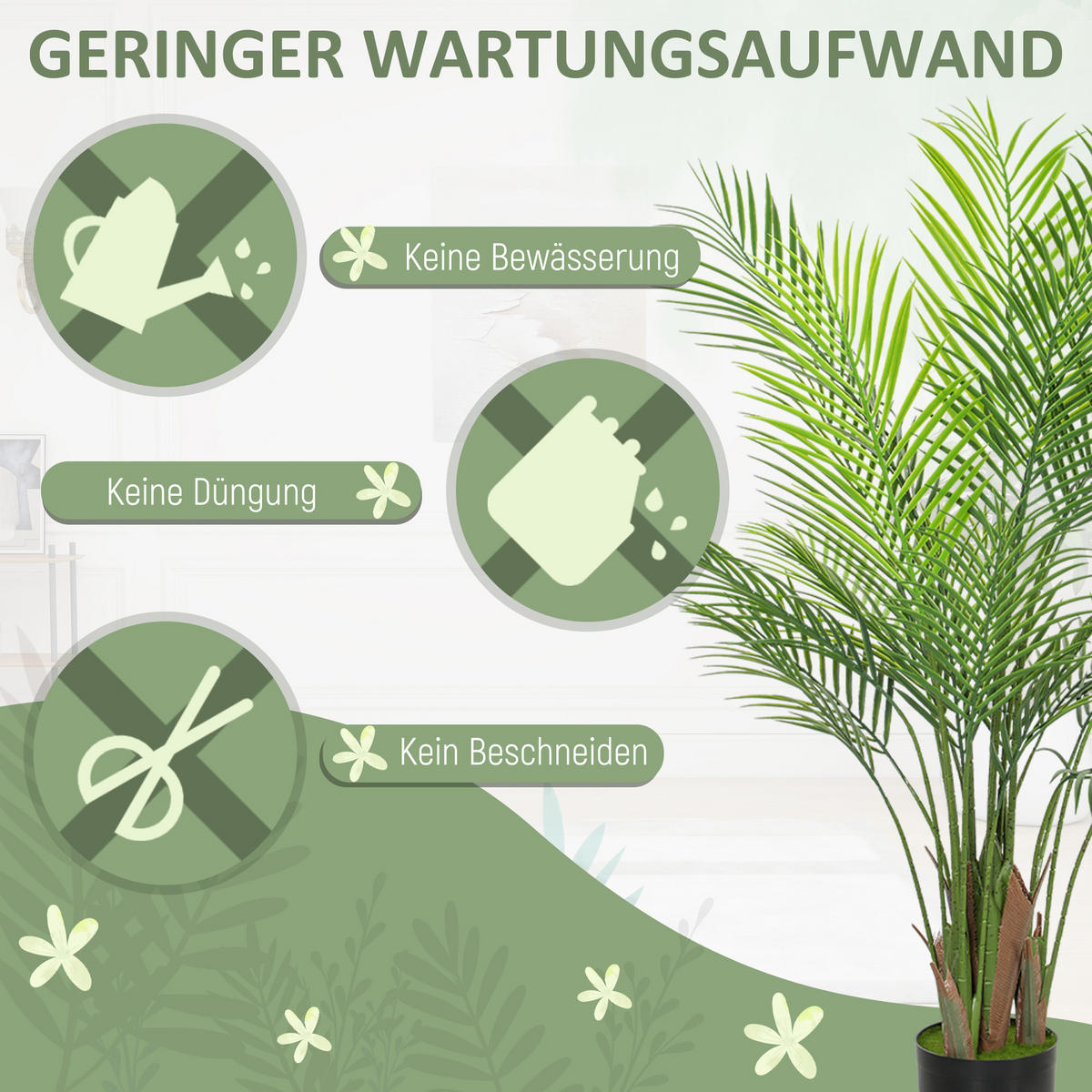 KUNSTPFLANZE Kunststoff Zement Grün - Schwarz/Grün, Kunststoff (120cm) - HOMCOM