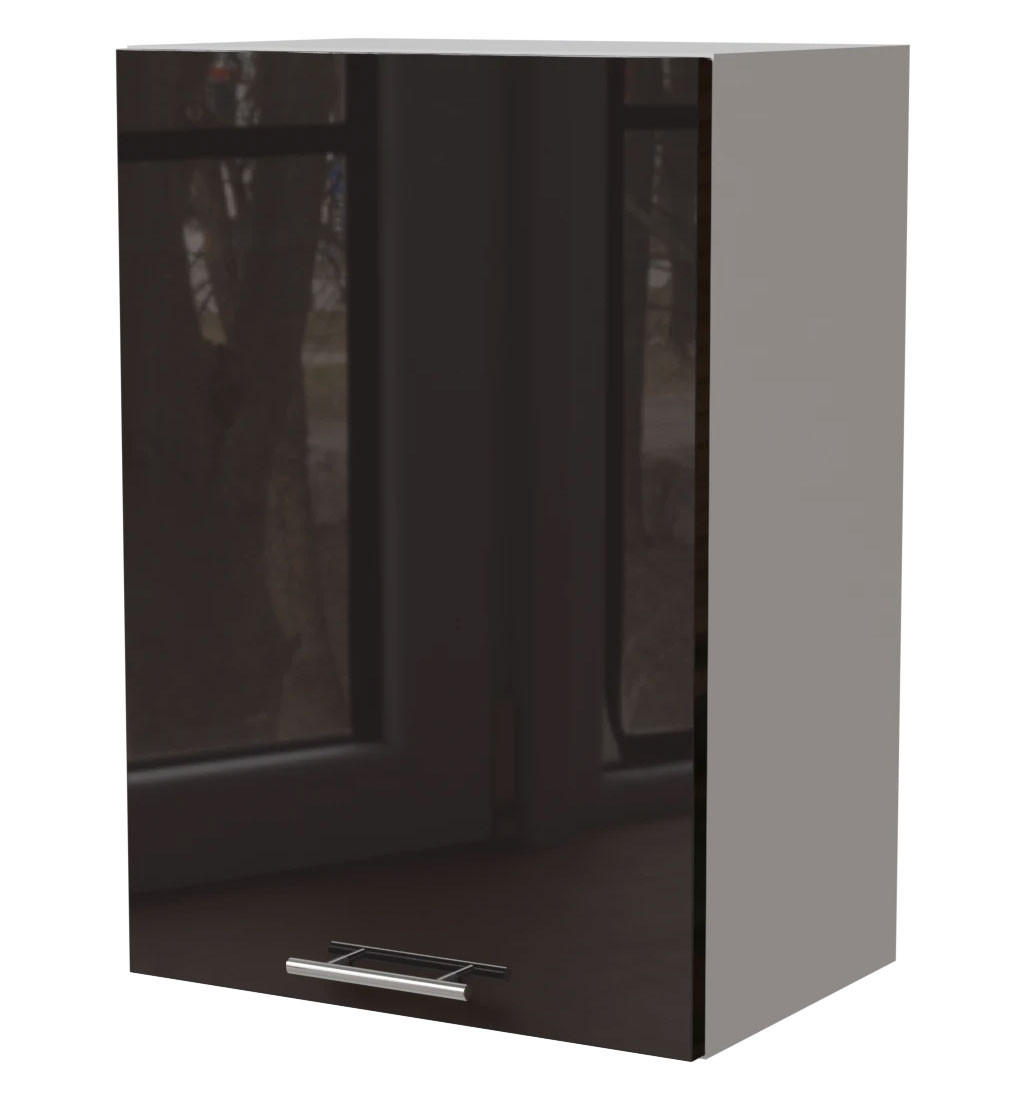 KÜCHENHÄNGESCHRANK Essen W2/50 Schwarz Hochglanz / Weiß Matt 50 / 32,5 / 72cm - Schwarz Hochglanz/Schwarz, Holz/Holzwerkstoff (50/72/32.5cm) - Feldmann-Wohnen