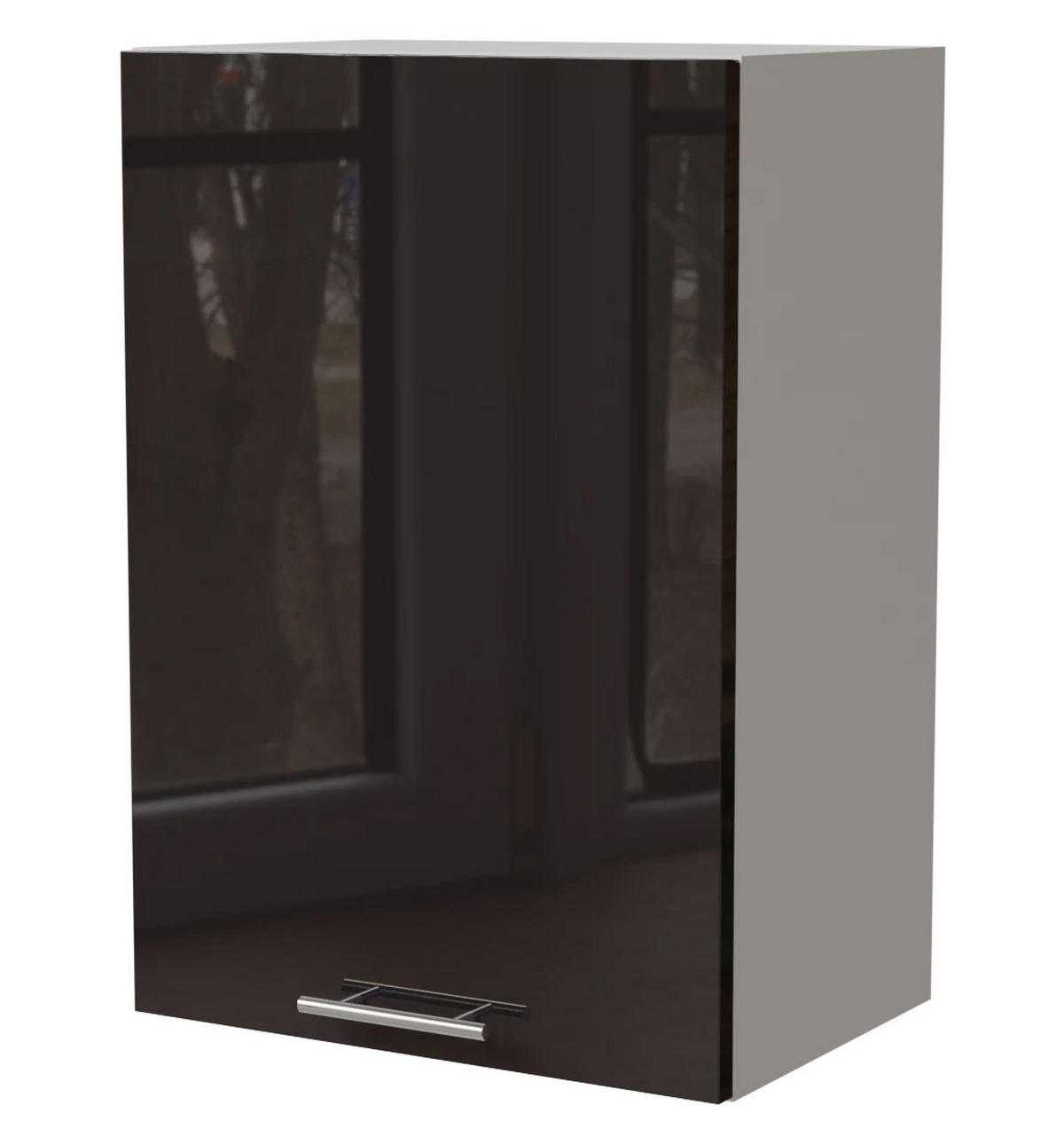 KÜCHENHÄNGESCHRANK Essen W2/50 Schwarz Hochglanz / Weiß Matt 50 / 32,5 / 72cm - Schwarz Hochglanz/Schwarz, Holz/Holzwerkstoff (50/72/32.5cm) - Feldmann-Wohnen