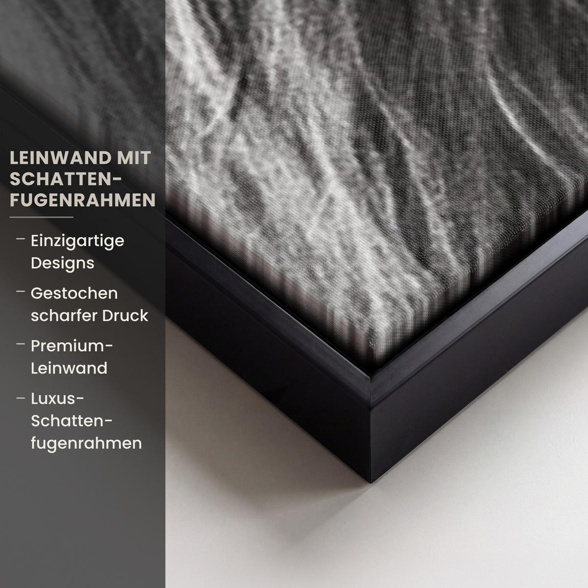 LEINWAND Bilder mit Rahmen - Kuh - Schottischer Hochländer - Schwarz - Weiß - Tier - Natur - Wildtiere - 100x150 - Schwarz, Textil (100/150cm) - MuchoWow