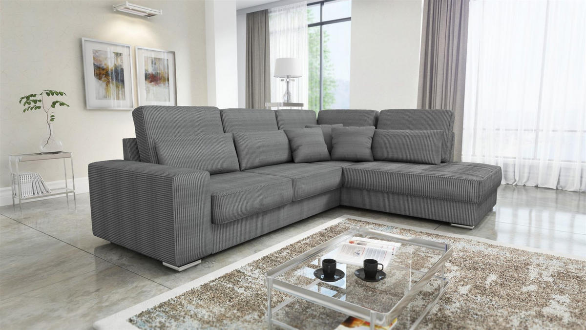 ECKSOFA Nevio Xl In Scala - Grau, Holzwerkstoff/Textil (312/226cm) - Fun Möbel