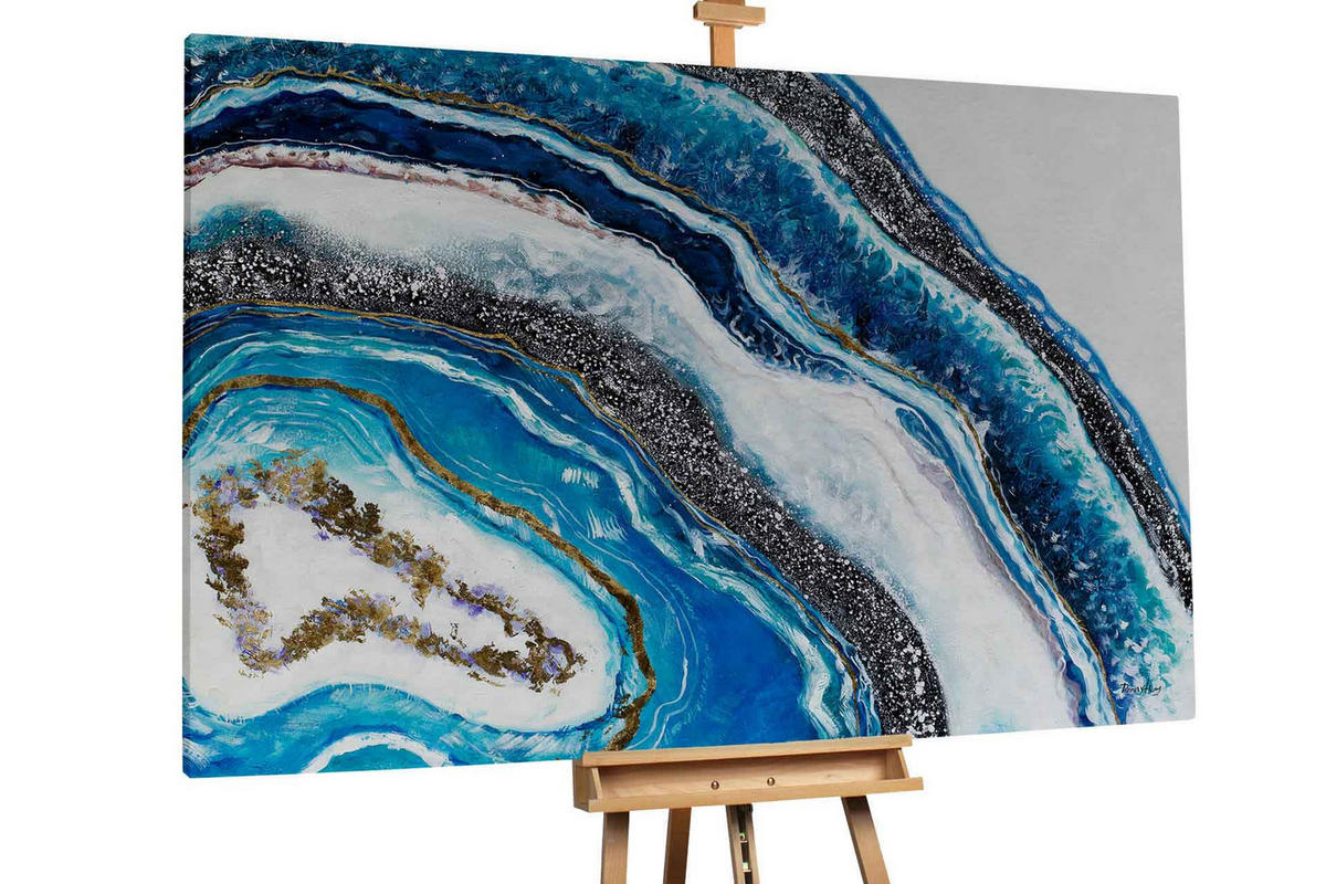 XXL ÖLGEMÄLDE 180/120 cm - Blau/Grau, Textil (180/120cm) - KUNSTLOFT