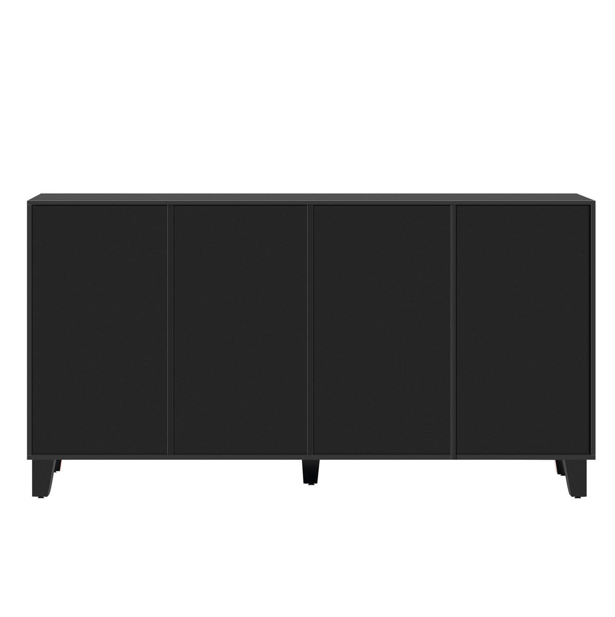 SIDEBOARD 160/40/84 cm in Schwarz mit 4 Türen und Spiegelfront - Schwarz, Holzwerkstoff (160/84/40cm) - Flora Grace