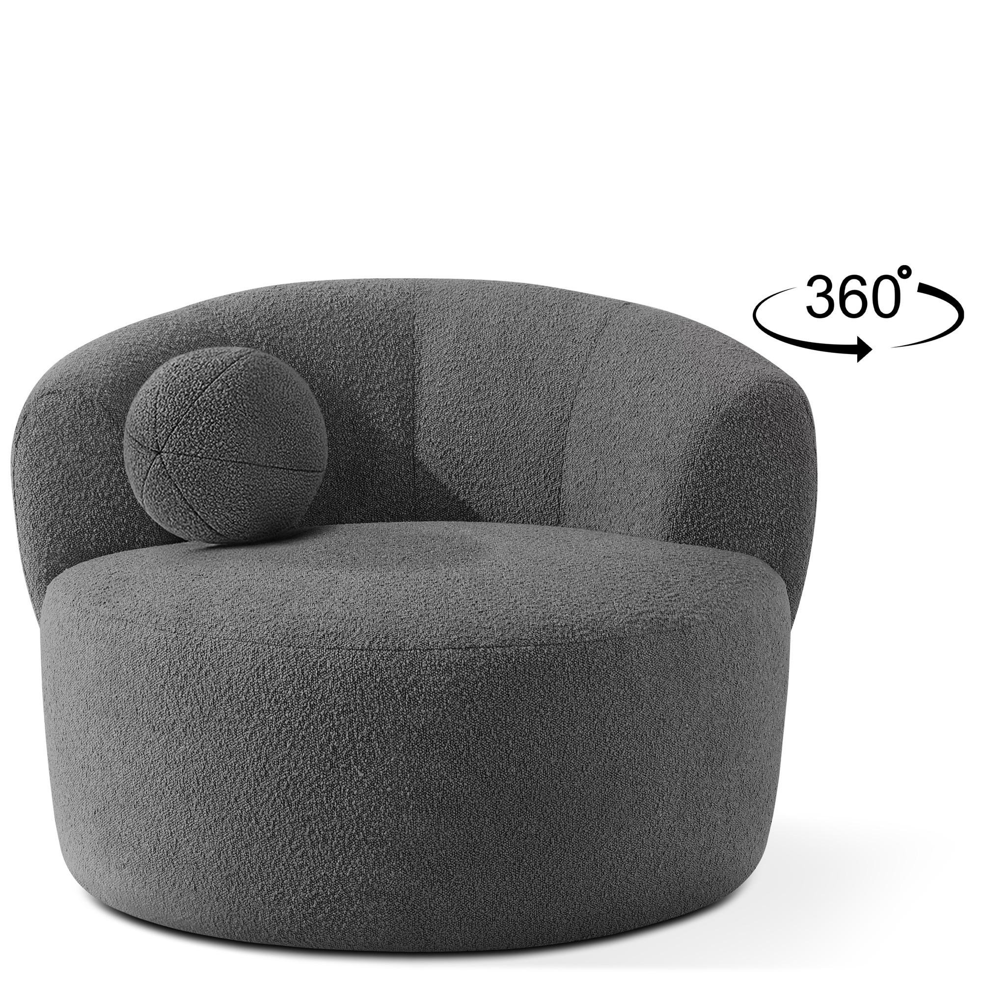 DREHSESSEL VIRA, Dunkelgrau, Bouclé - Dunkelgrau/Schwarz, Holz/Holzwerkstoff (105/76/100cm) - KONSIMO®