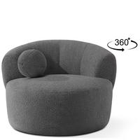 DREHSESSEL VIRA, Dunkelgrau, Bouclé - Dunkelgrau/Schwarz, Holz/Holzwerkstoff (105/76/100cm) - KONSIMO®