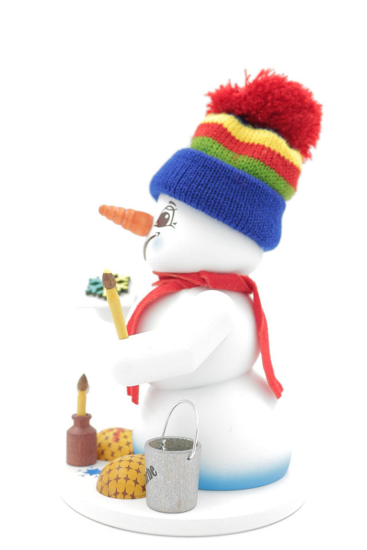 RAUCHFIGUR Schneemann Weiß Maler 19 cm - Multicolor, Holz (15/19/0.1cm)
