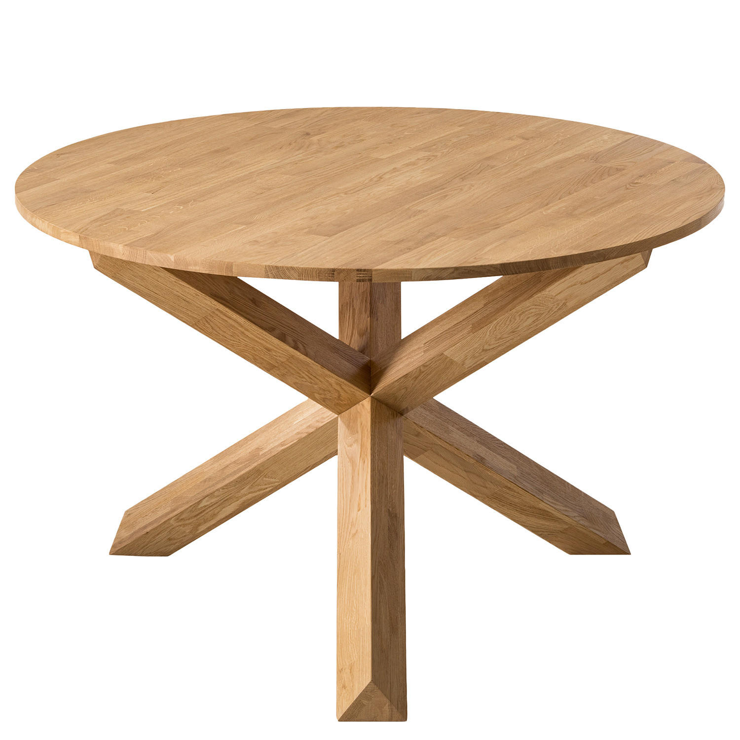 ESSTISCH - Eiche massiv - Eichefarben/Braun, Holz (120/120/75cm) - home24