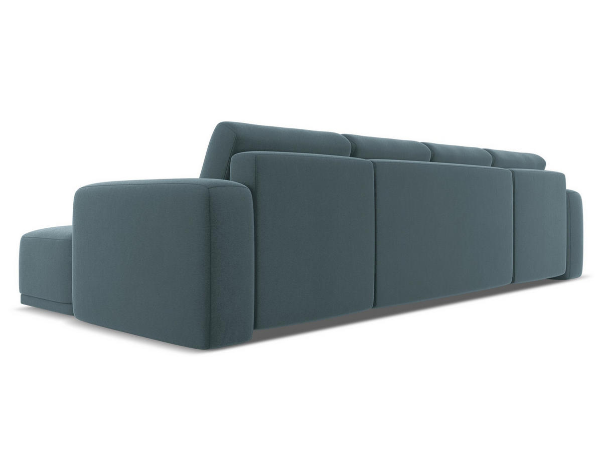 WOHNLANDSCHAFT Samt Stoff Blau - Blau/Petrol, Kunststoff/Textil (333/91/160cm) - Makamii