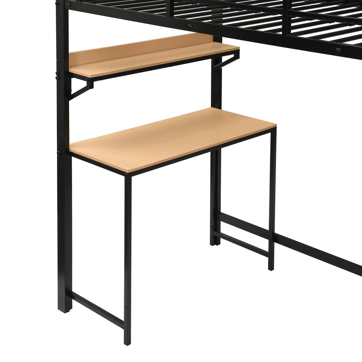 HOCHBETT 90/200 cm DE-02329, in Schwarz, mit Doppeltür-Kleiderschrank, Schreibtisch und Treppe - Schwarz, Holzwerkstoff/Metall (90/200cm) - ComfortXL
