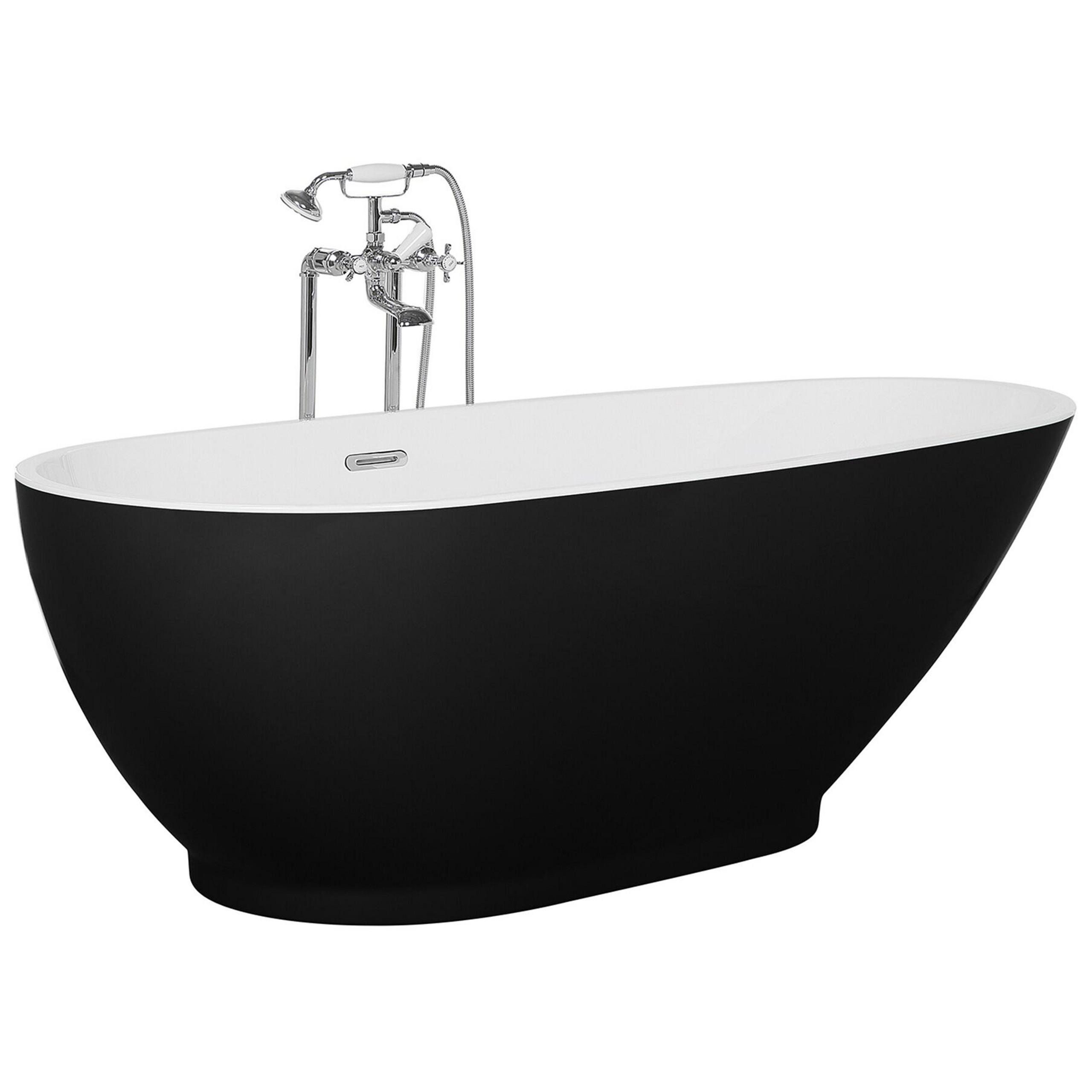 BADEWANNE FREISTEHEND 82x173x59 cm schwarz Guiana - Schwarz, Kunststoff (82/60/173cm) - Beliani