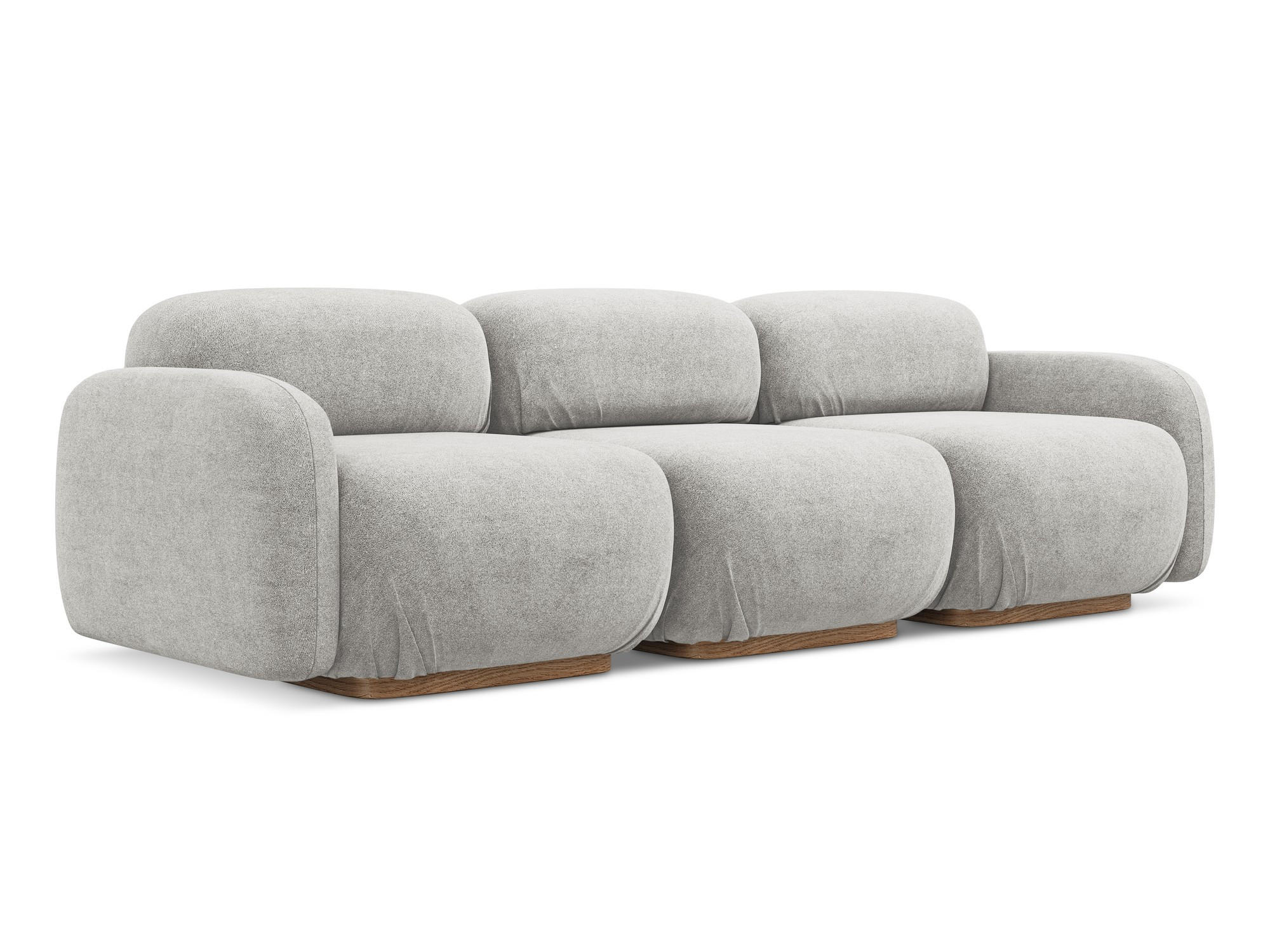 4-SITZER-SOFA Bouclé Stoff Grau - Silberfarben/Braun, Holz/Textil (270/73/95cm) - Makamii