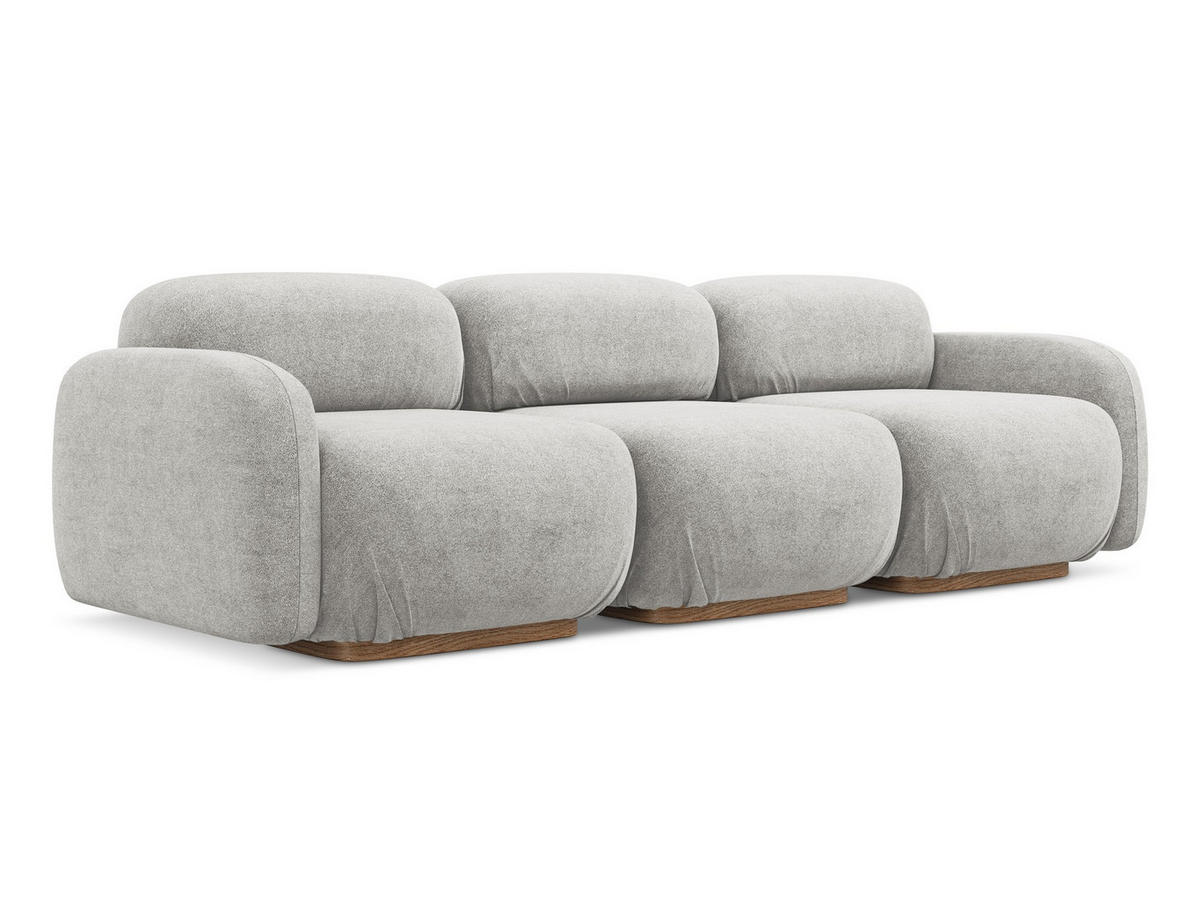 4-SITZER-SOFA Bouclé Stoff Grau - Silberfarben/Braun, Holz/Textil (270/73/95cm) - Makamii