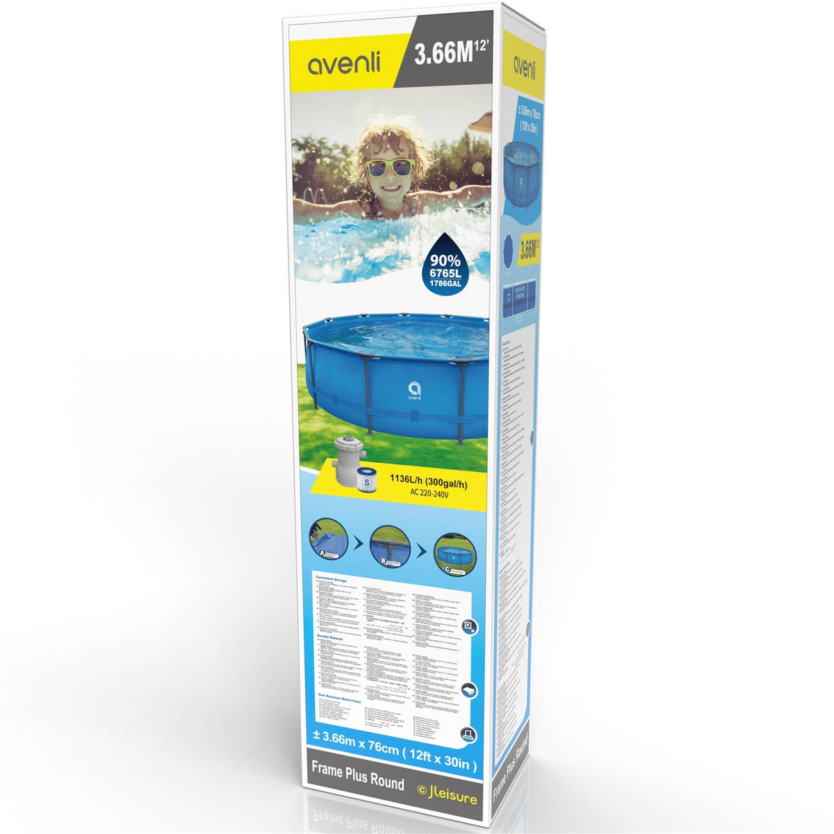 POOL Komplettset Framepool rund 366 x 76 cm blau mit Filterpumpe - Blau, Kunststoff (366/76/366cm) - Avenli