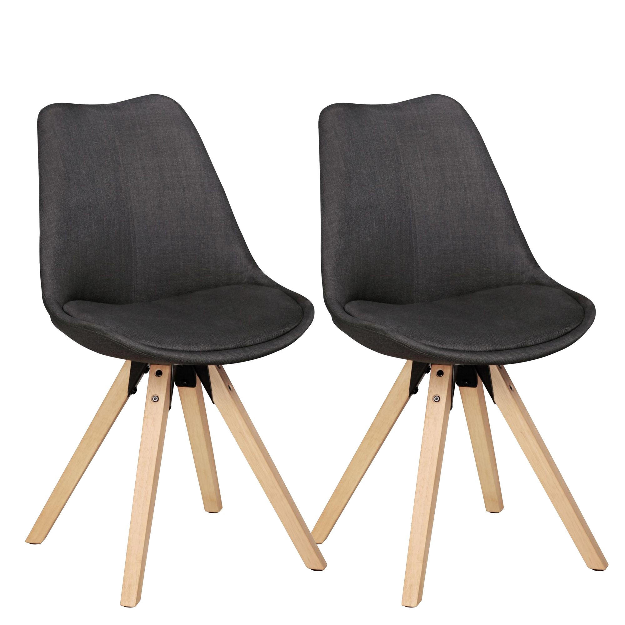ESSZIMMERSTUHL 2er Set Stoffbezug mit Holzgestell Skandinavisch gepolstert, Anthrazit 49x52x87 cm - Anthrazit/Beige, Holz/Textil (49/87/52cm) - KADIMA DESIGN