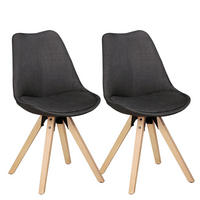 ESSZIMMERSTUHL 2er Set Stoffbezug mit Holzgestell Skandinavisch gepolstert, Anthrazit 49x52x87 cm - Anthrazit/Beige, Holz/Textil (49/87/52cm) - KADIMA DESIGN