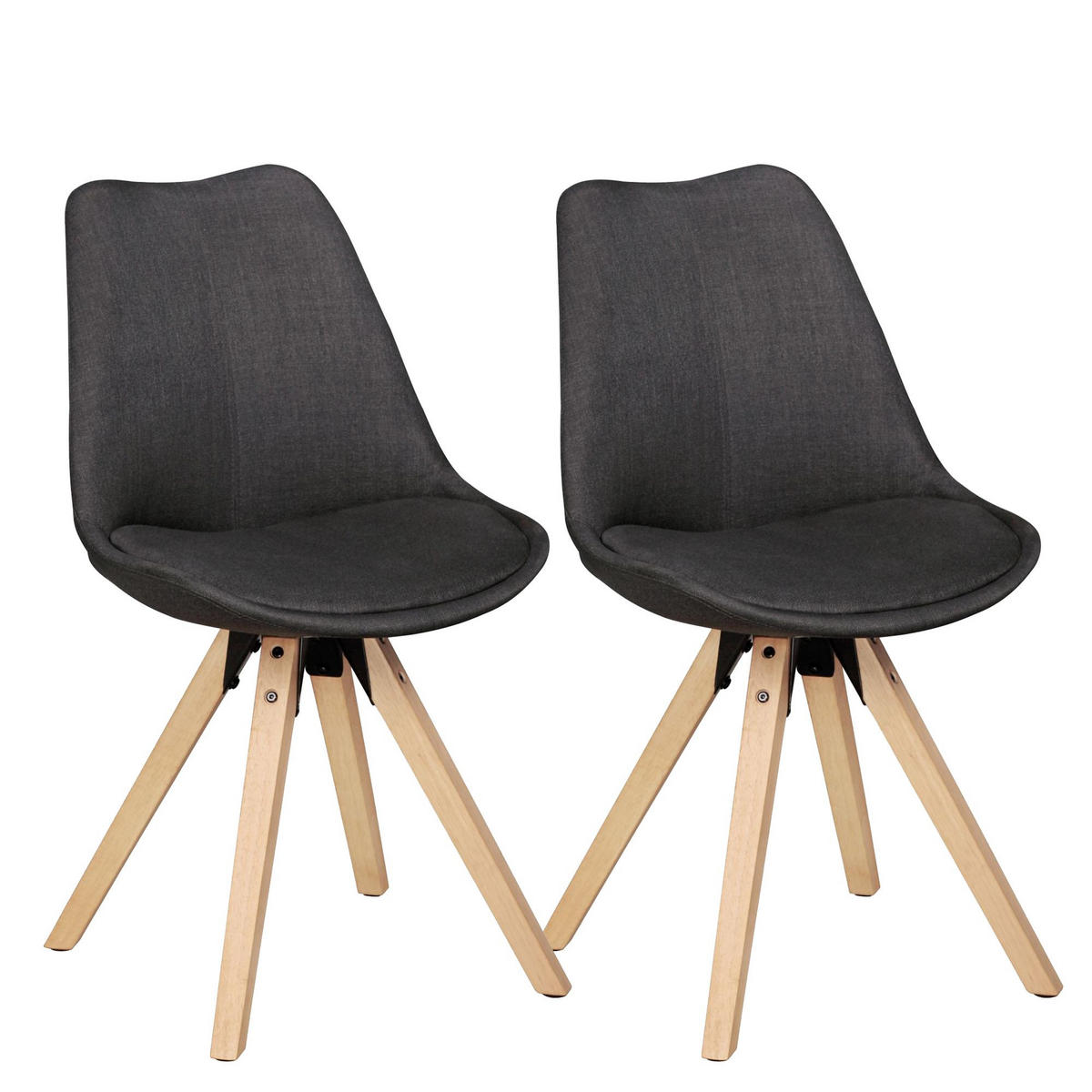 ESSZIMMERSTUHL 2er Set Stoffbezug mit Holzgestell Skandinavisch gepolstert, Anthrazit 49x52x87 cm - Anthrazit/Beige, Holz/Textil (49/87/52cm) - KADIMA DESIGN