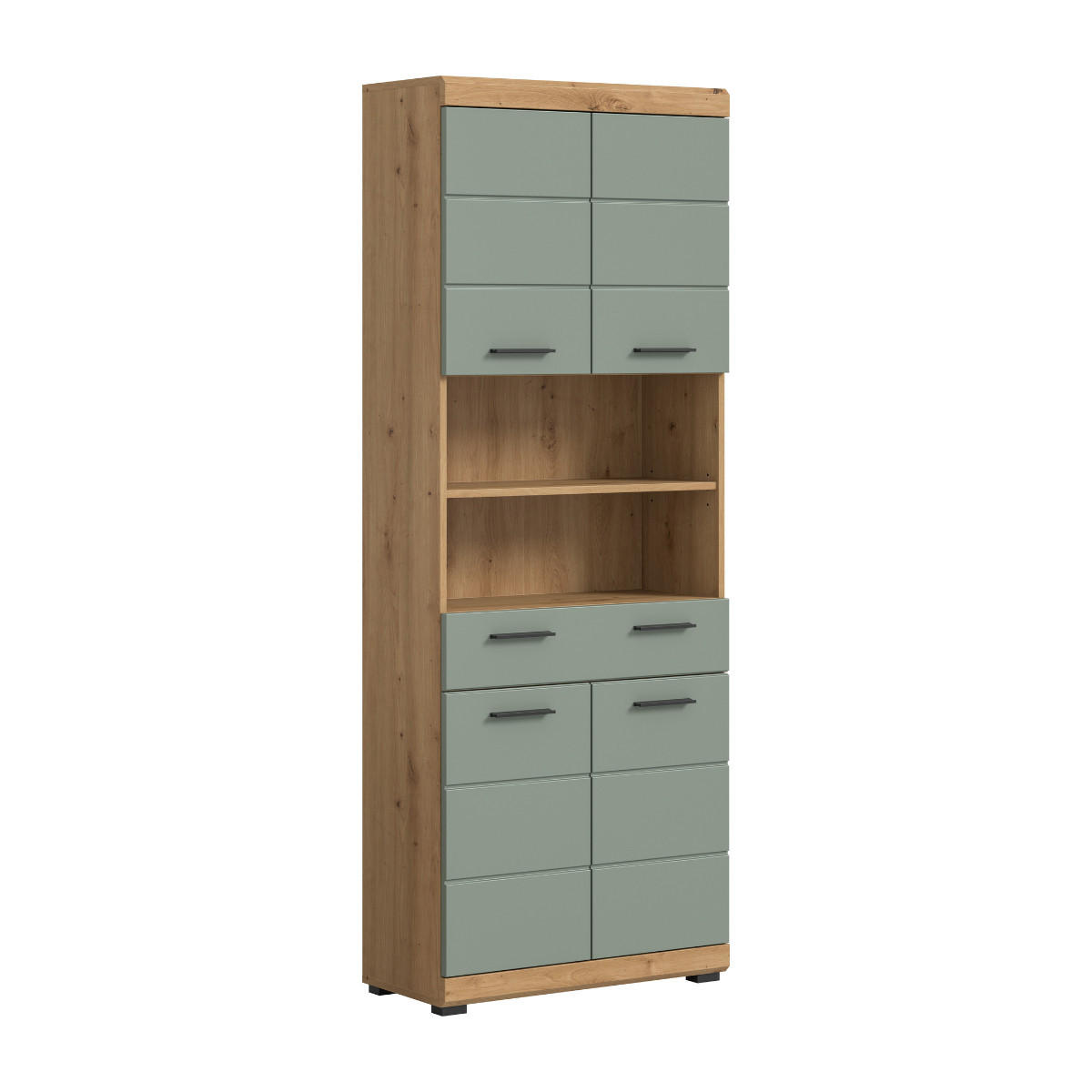 BADEZIMMERSÄULE mit 4 Türen und 1 Schublade 31/191/74 cm - Grün, Holzwerkstoff (31/191/80cm) - Calicosy