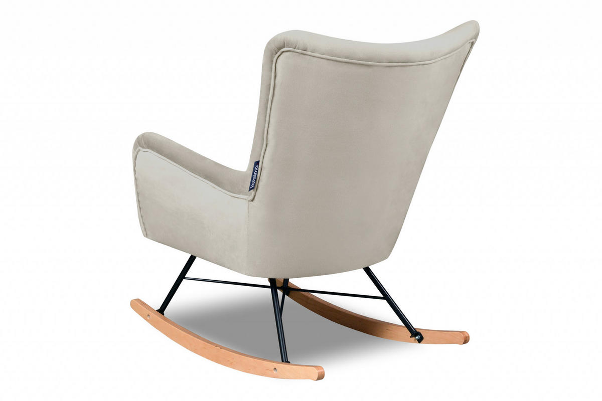 SCHAUKELSESSEL ADDUCTI pflegeleichter Veloursstoff, Creme - Eichefarben/Creme, Holz/Textil (75/94/112cm) - KONSIMO®