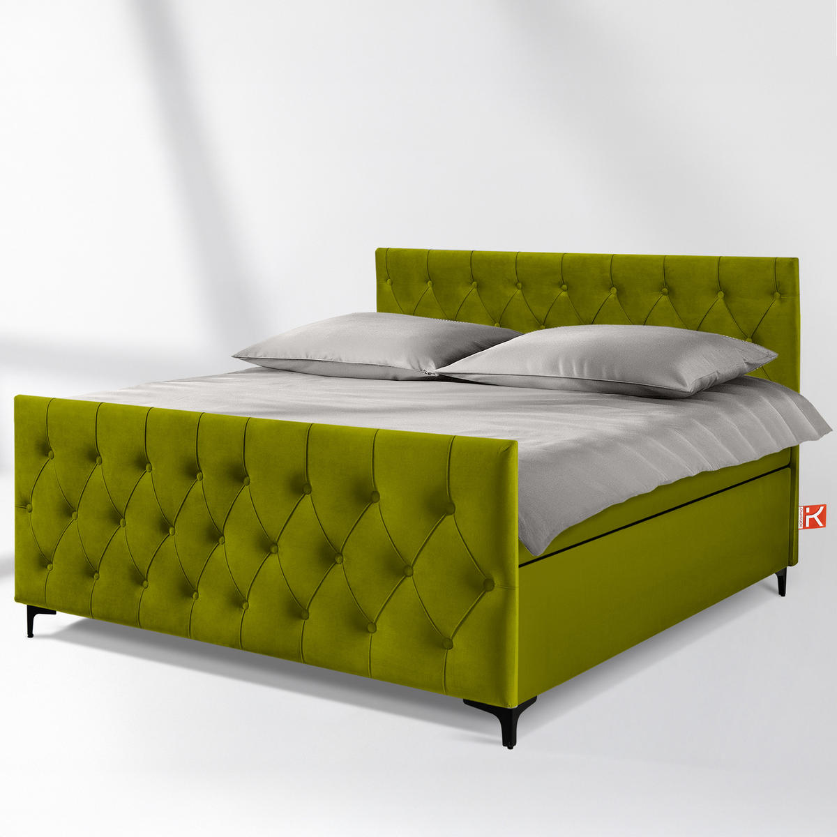 POLSTERBETT ARDEA, Oliv - Schwarz/Olivgrün, Holz/Holzwerkstoff (160/200cm) - KONSIMO®