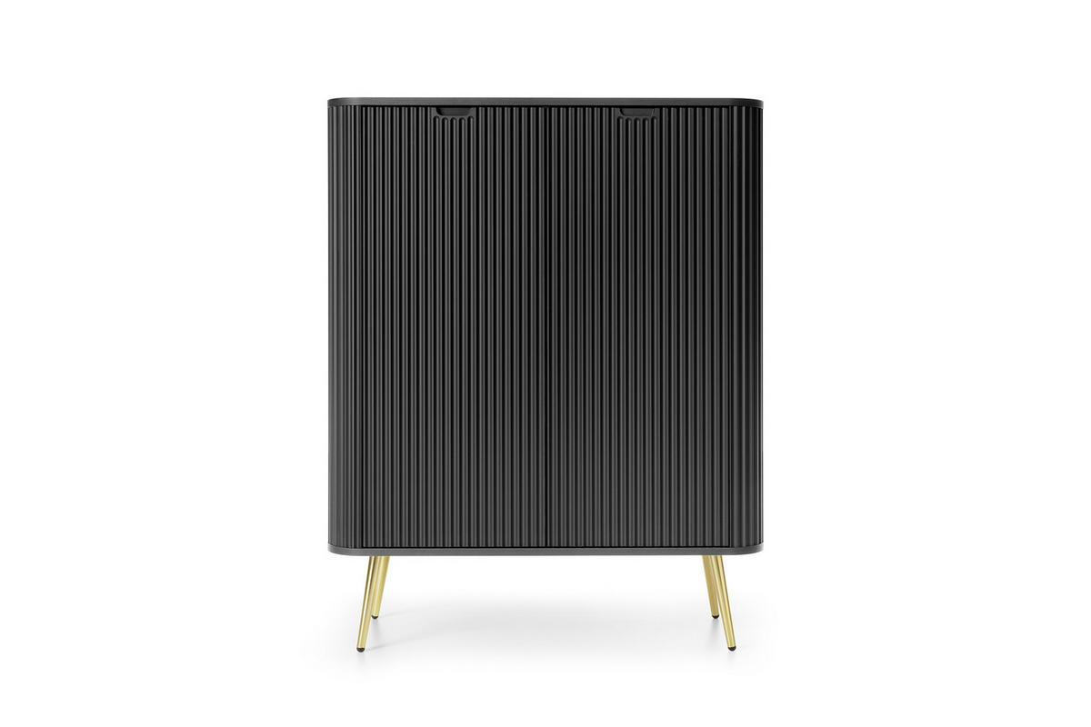 KOMMODE ZOVA - K-103, mit 6-Regalen, Metallfüße 103x39x129 cm SCHWARZ - Goldfarben/Creme, Holzwerkstoff/Kunststoff (103/129/39cm) - DomoHome