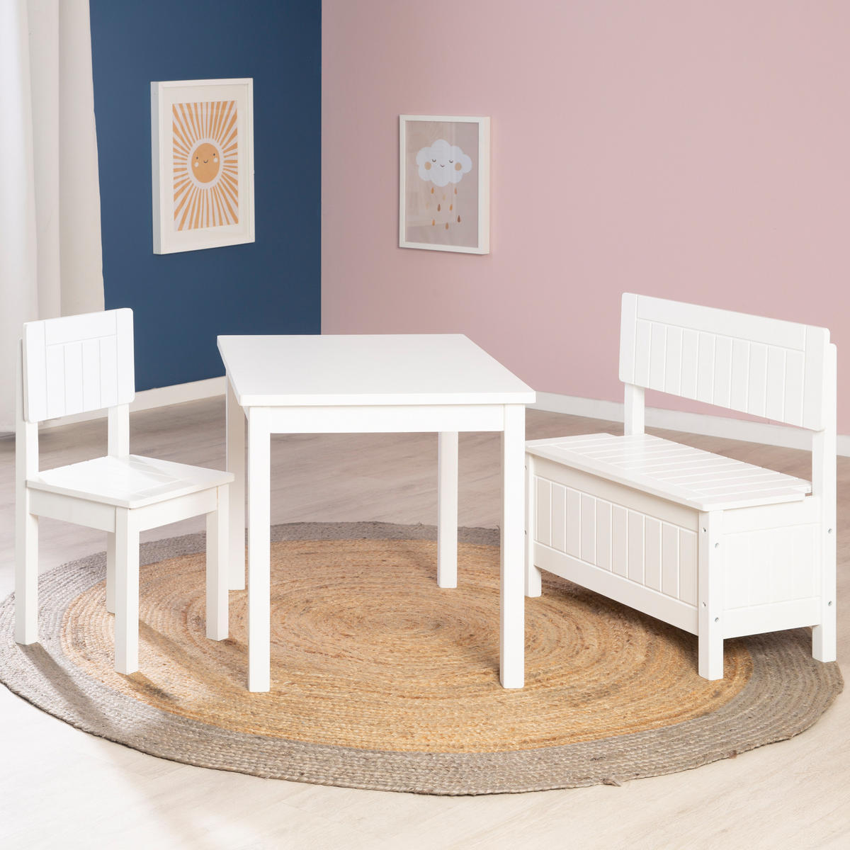 KINDERTRUHENBANK - Weiß, Holzwerkstoff (57/58.5/30cm) - Roba