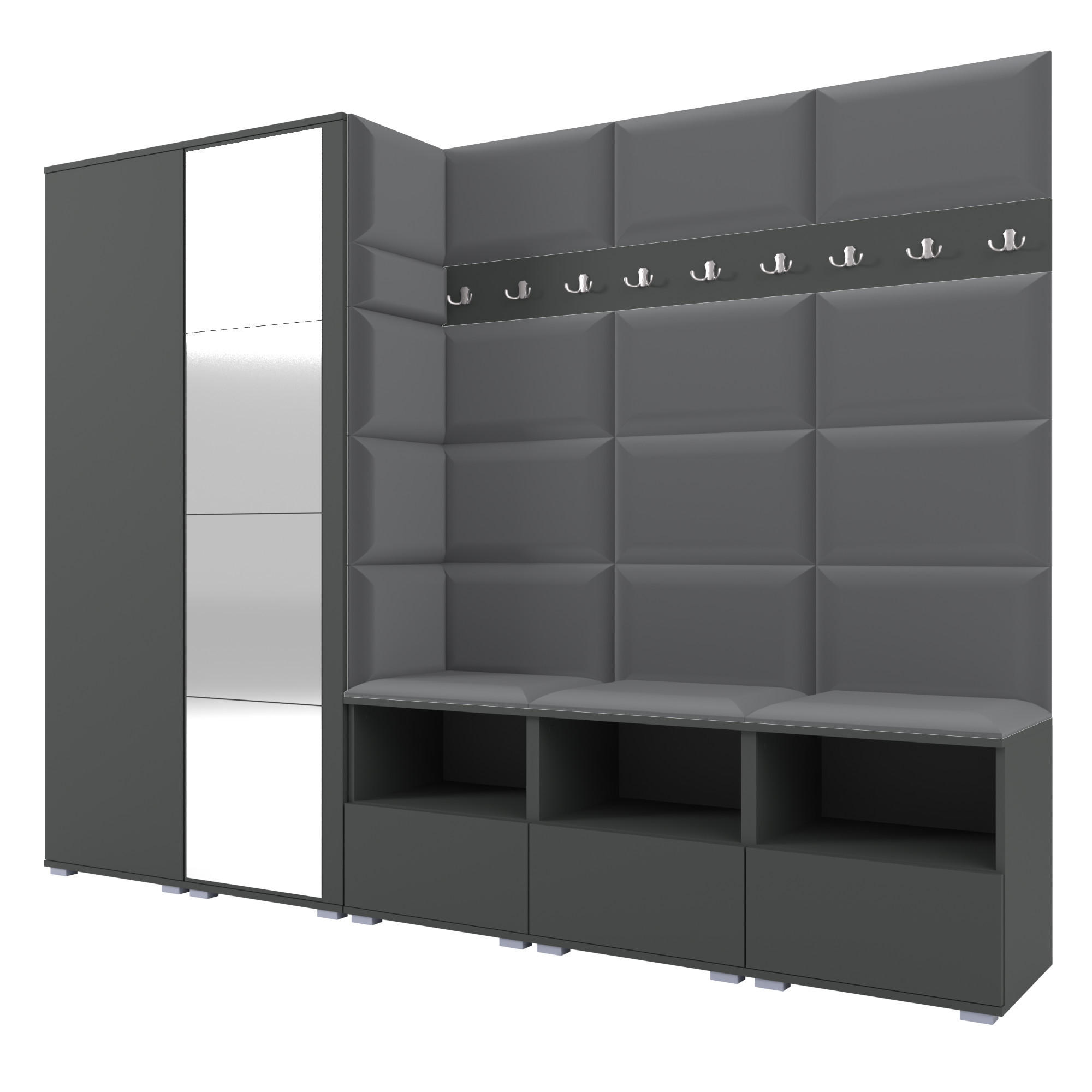 Ravio Garderobe Graphit, Dunkelgrau 250x187x40 cm