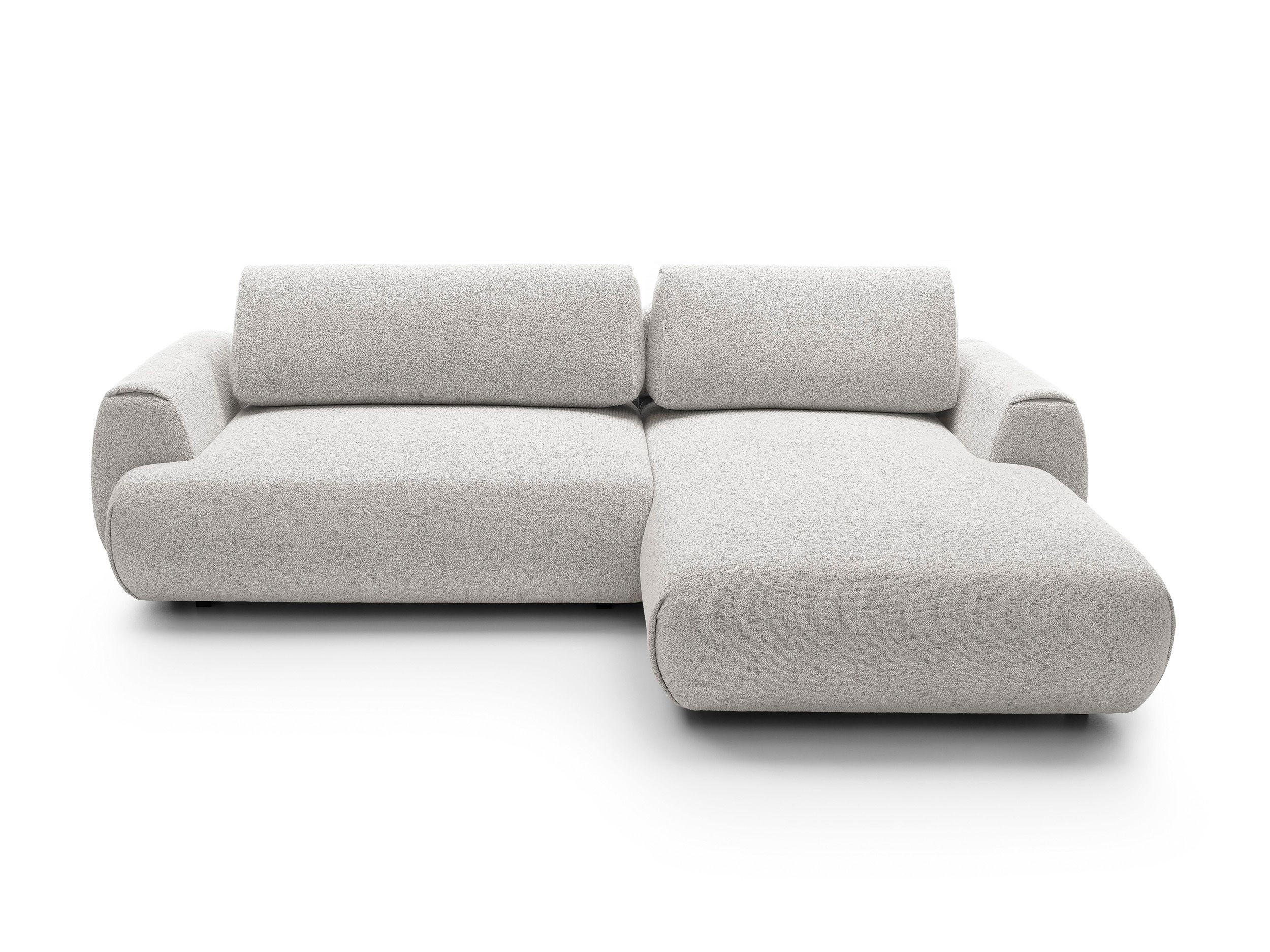 ECKSOFA ZEST Grau Geflochtener Stoff mit Schlaffunktion - Grau, Holz (270/167cm) - MASSENO