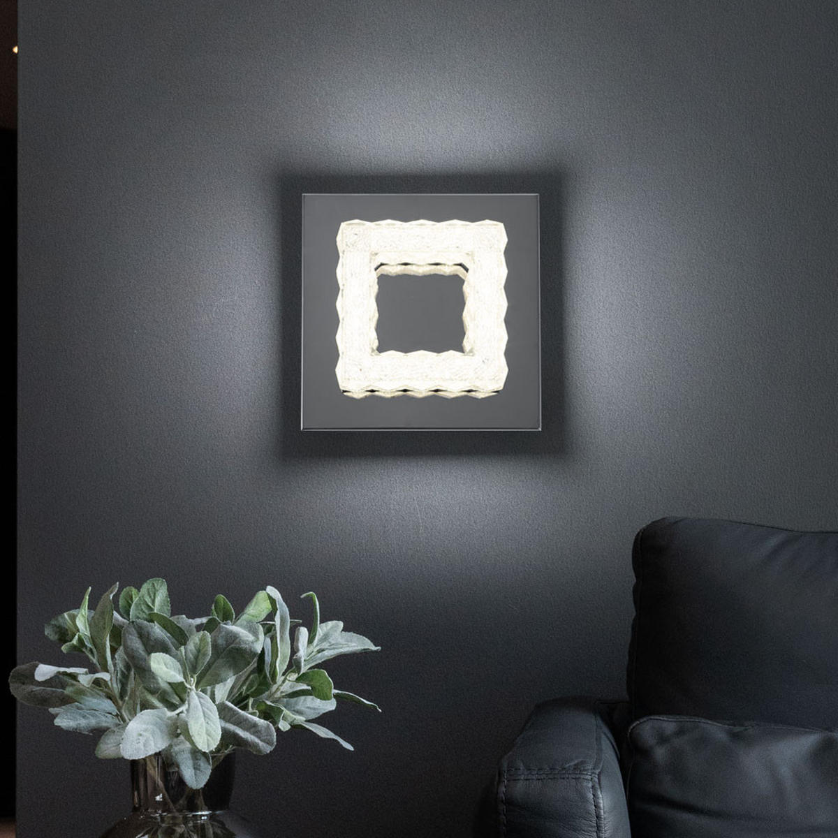 LED WANDLEUCHTE Chrom Kristalle Silber - Silberfarben, Metall (18/9.6/18cm) - Globo Lighting
