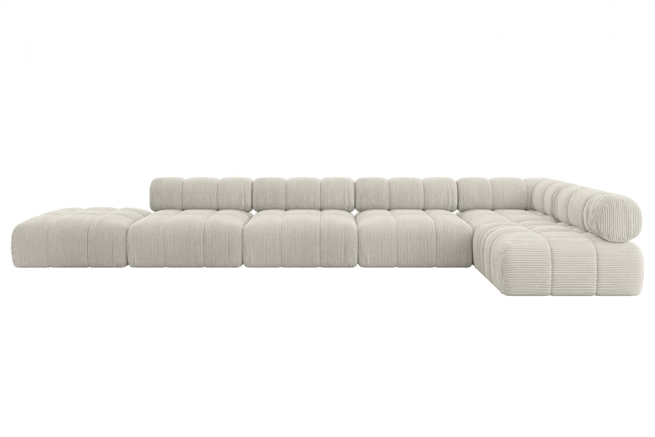 ECKSOFA modulares Sofa Favio-L3 - 475x190x70 cm Creme Cord - Hellgrau/Creme, Holzwerkstoff/Textil (475/190cm) - ALTDECOR