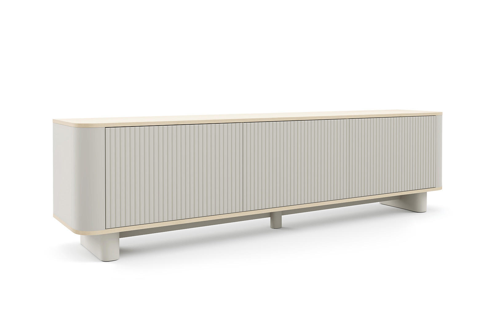 TV-SCHRANK Hängende RTV Kommode 200 cm Misterio mit Lamellen Cashmere Eiche Vicenza - Creme, Holzwerkstoff (200/42/40cm) - Jerpax
