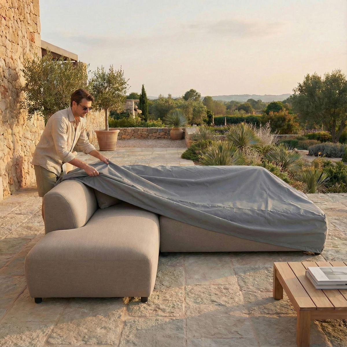 GARTENSOFA CALABRIA beige - Beige, Kunststoff (251/74/193cm) - IDIMEX