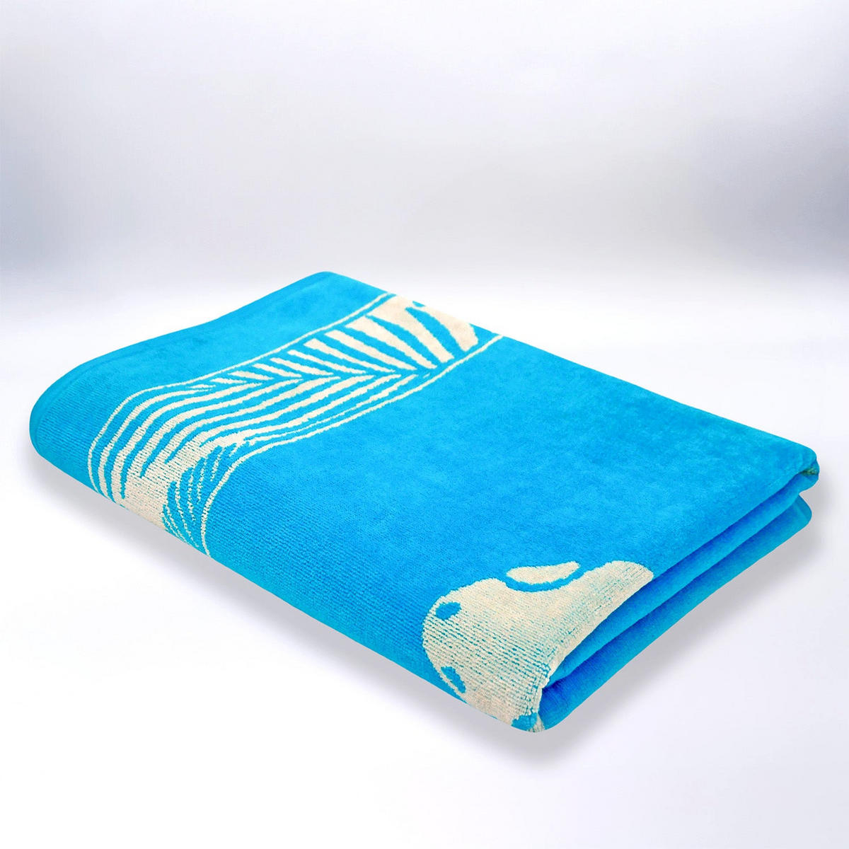 STRANDTUCH Frottee Velours Jacquard Blau 90x170 400g/m² - Orzu - Blau, Textil (170/90cm) - LE COMPTOIR DE LA PLAGE