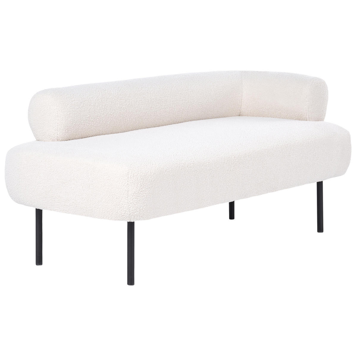 ČALOUNĚNÉ LEHÁTKO CHAISE LONGUE PRAVOSTRANNÉ Bouclé Krémově bílé Mirmande - bílá/černá, textil (153/65/70cm) - Beliani