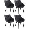ARMLEHNENSTUHL 4er Set Samt Schwarz - Schwarz, Textil/Metall (58/83/62cm) - CLP