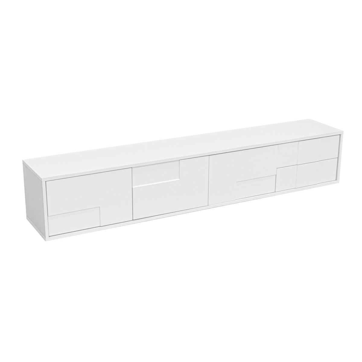 LOWBOARD in Weiß Hochglanz TV-Schrank mit 3 Türen und 2 Schubladen für Wohnzimmer, B170/T30/H30.5 cm - Weiß, Holzwerkstoff/Metall (170/30.5/30cm) - STILVORA