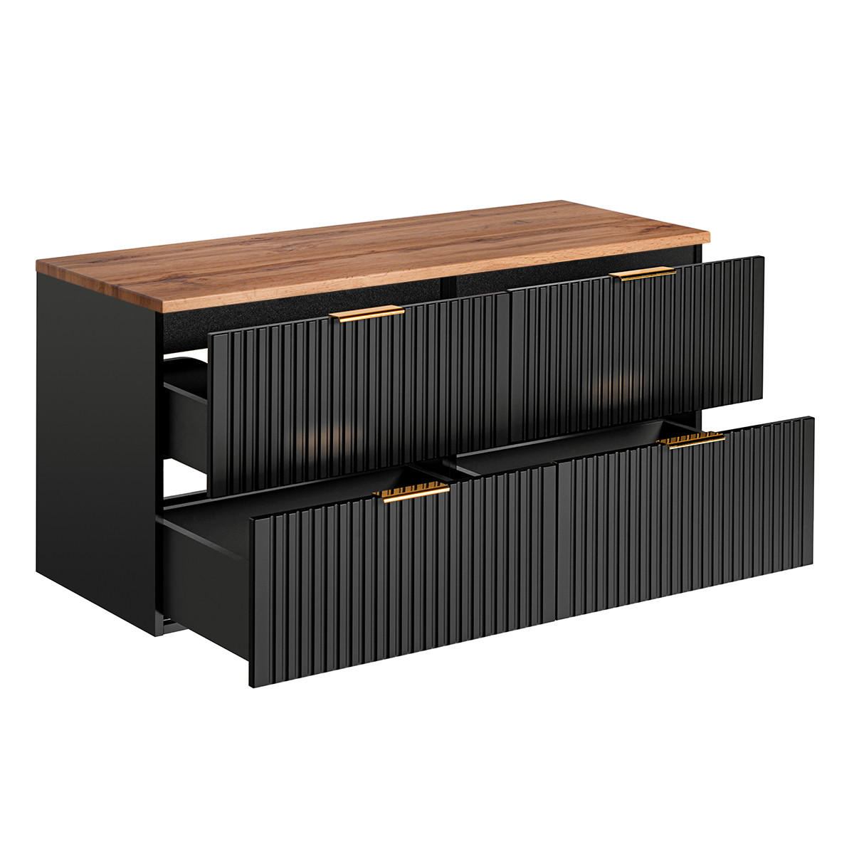 WASCHTISCHUNTERSCHRANK 120.8cm Adriel Schwarz - Schwarz, Holzwerkstoff (120.8/59/46cm) - Petits-meubles