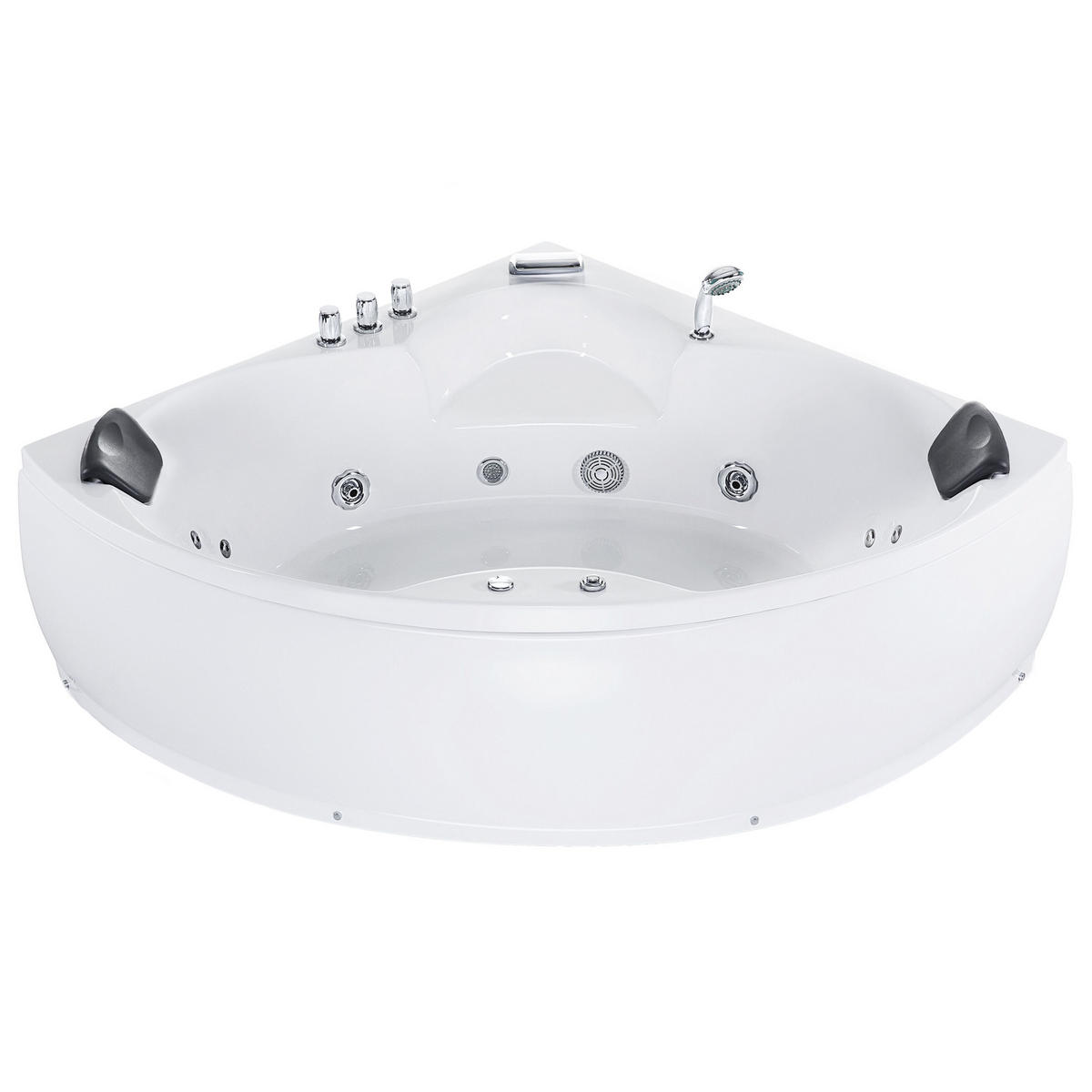 WHIRLPOOL BADEWANNE mit LED 150x205x56 cm weiß Senado - Weiß, Kunststoff (150/56/205cm) - Beliani